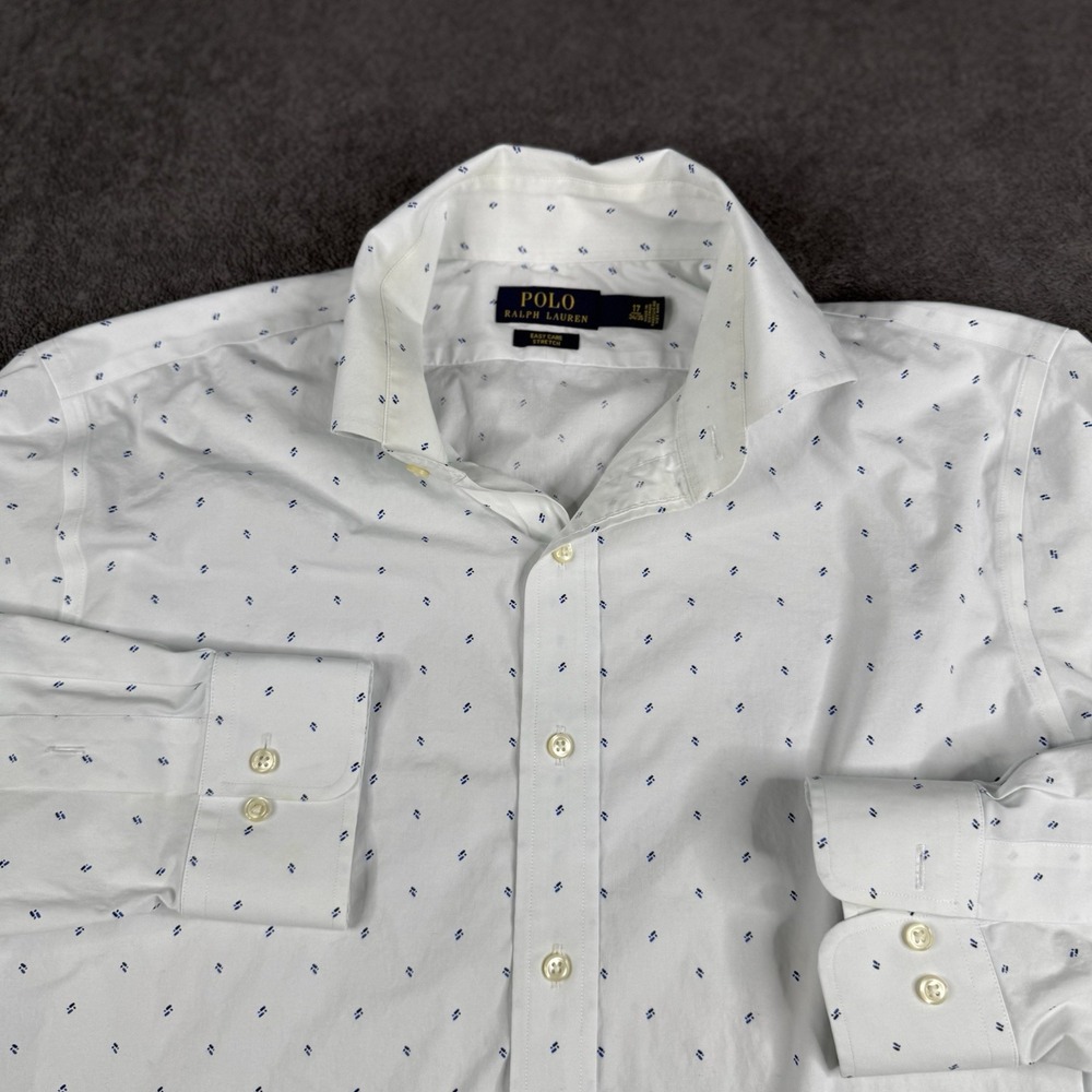 Ralph Lauren Mens Easy Care Shirt White Long Sleeve Button Up Size 17 34-35